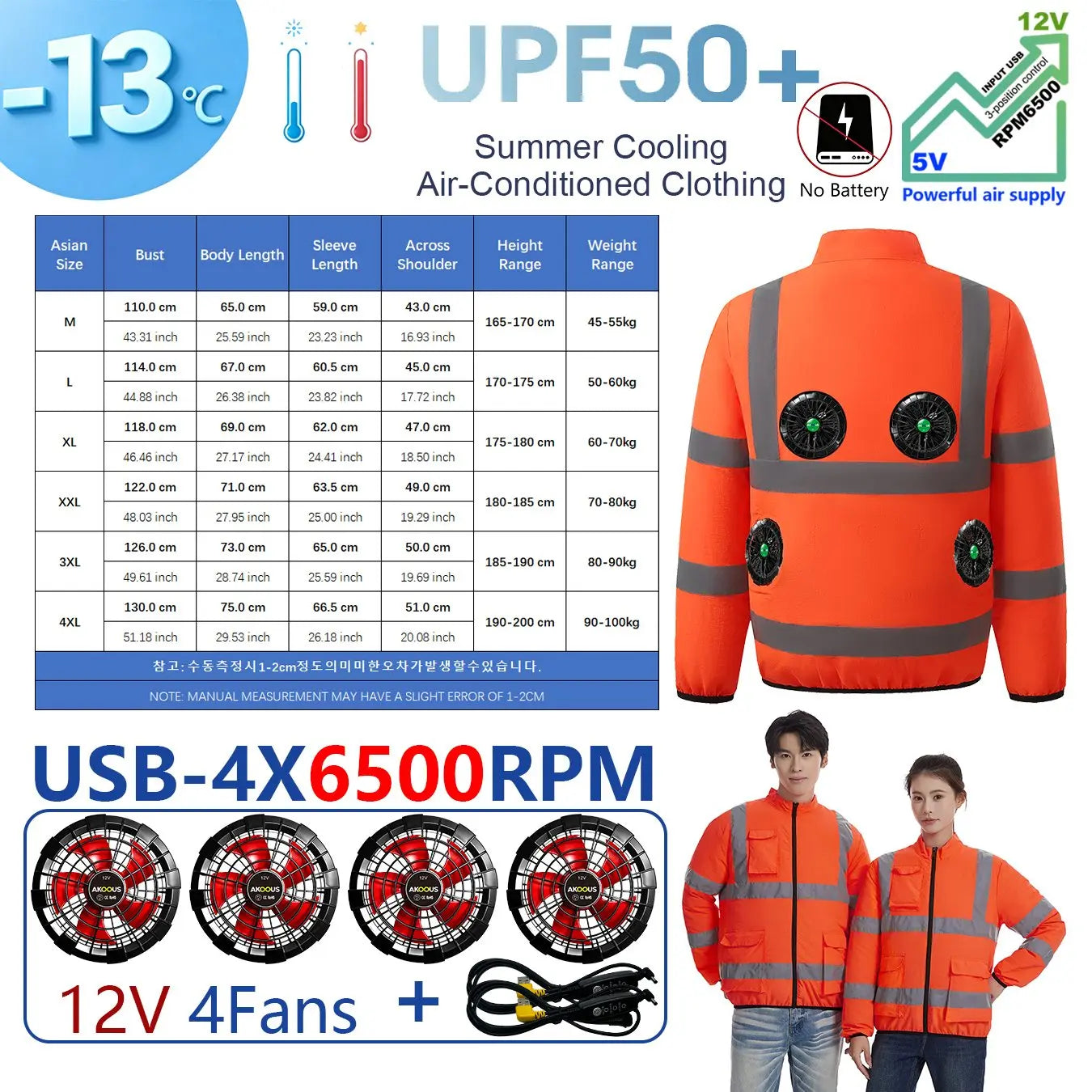 AKOOUS USB 3-Fans Cooling Vest for Men and Women