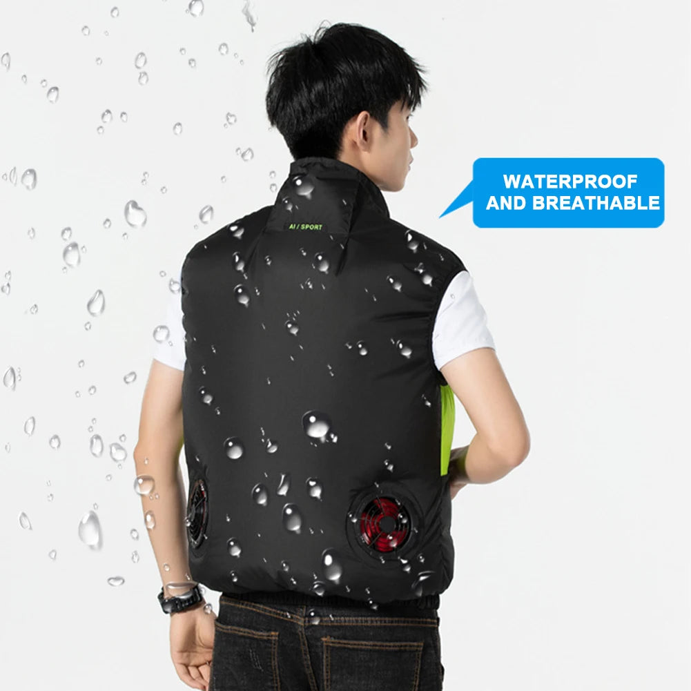 Cooling Vest Ice Fan Vest for Summer Camping and Fishing