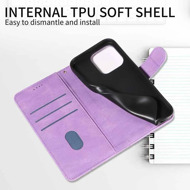 Tsimak Leather Case For Motorola Moto G13 Flip Wallet Phone Cover