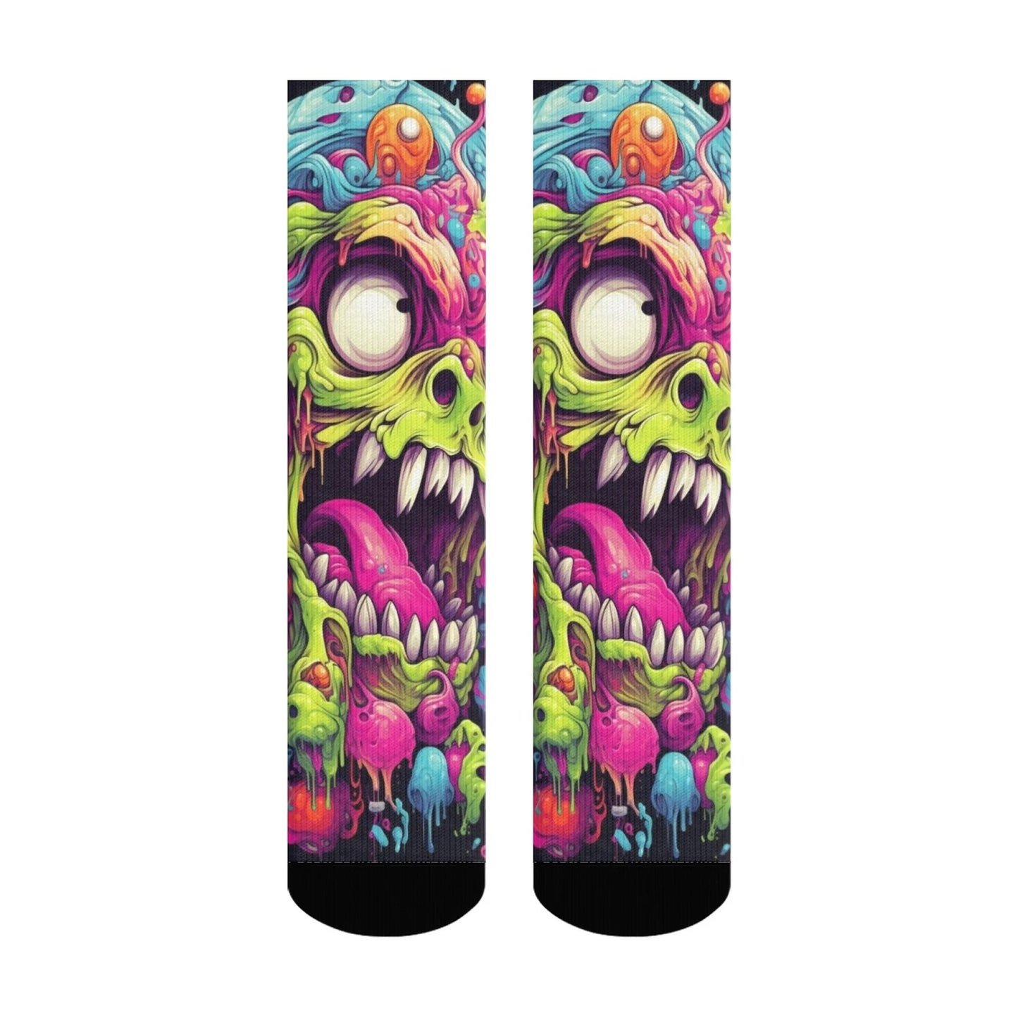 Cartoon Graffiti Weird Print Men's Socks Comfortable Breathable Non-slip Socks Novelty Harajuku Retro Street Hip-hop Crew Socks