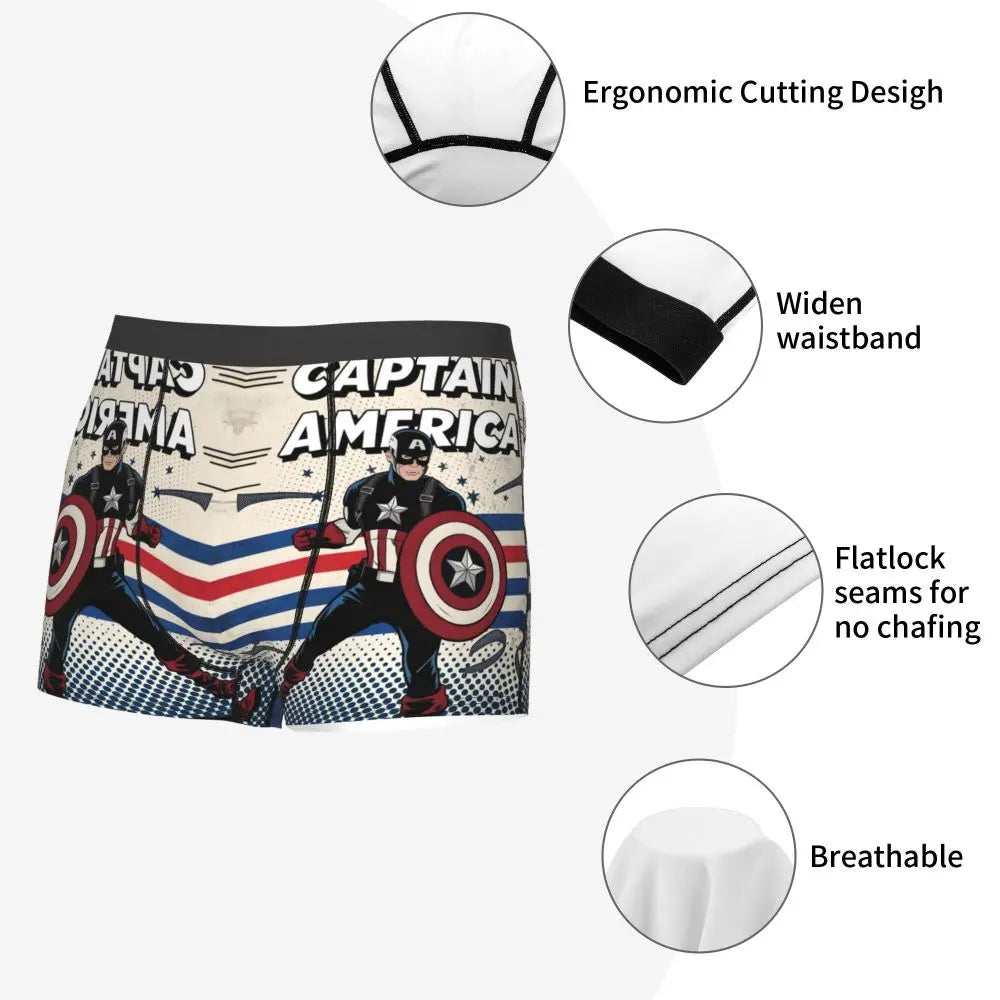 Captain America Comics Design Boxer Shorts for Men by MINISO