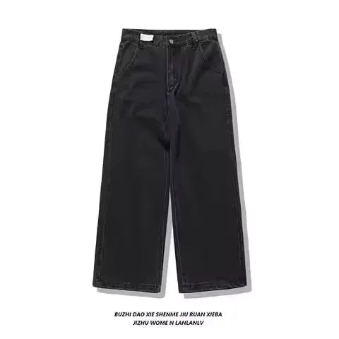 90s Retro Embroidery Jeans for Men in Loose Fit