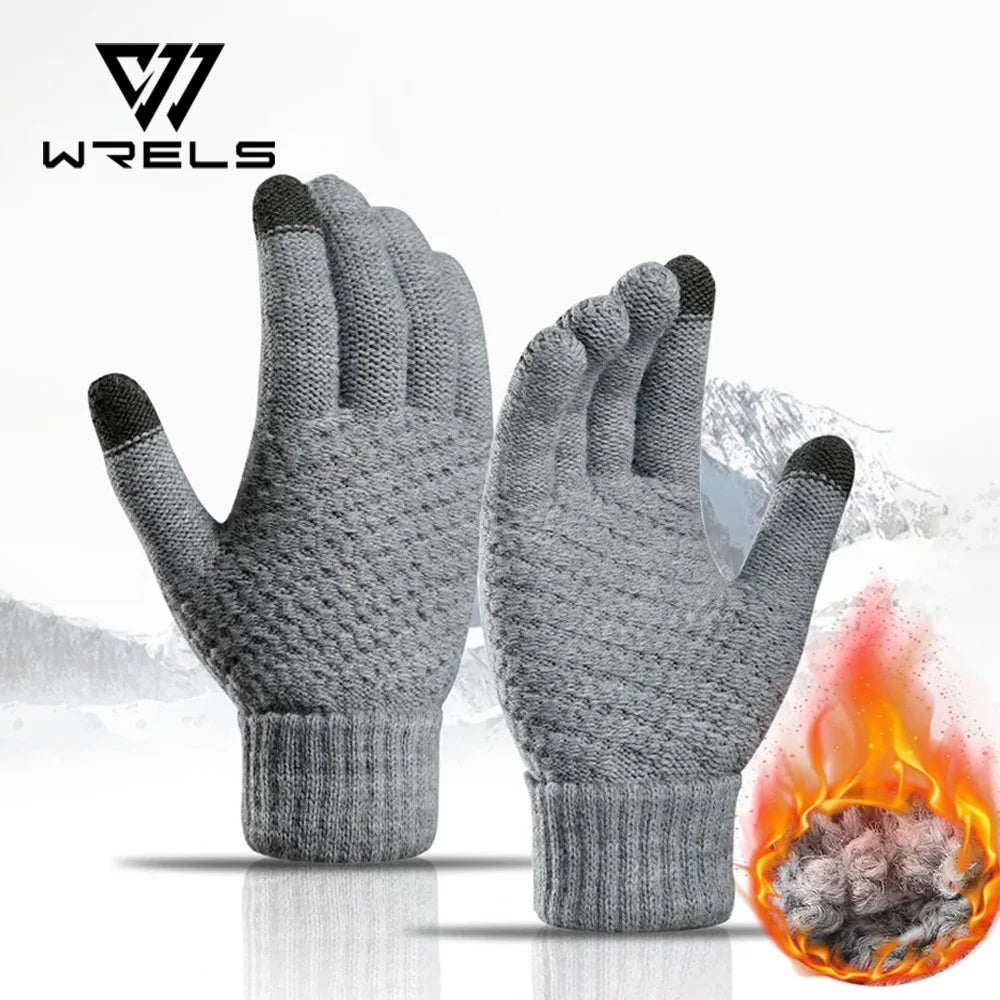 Touch Screen Gloves Stretch Classical Knit Mittens Wool