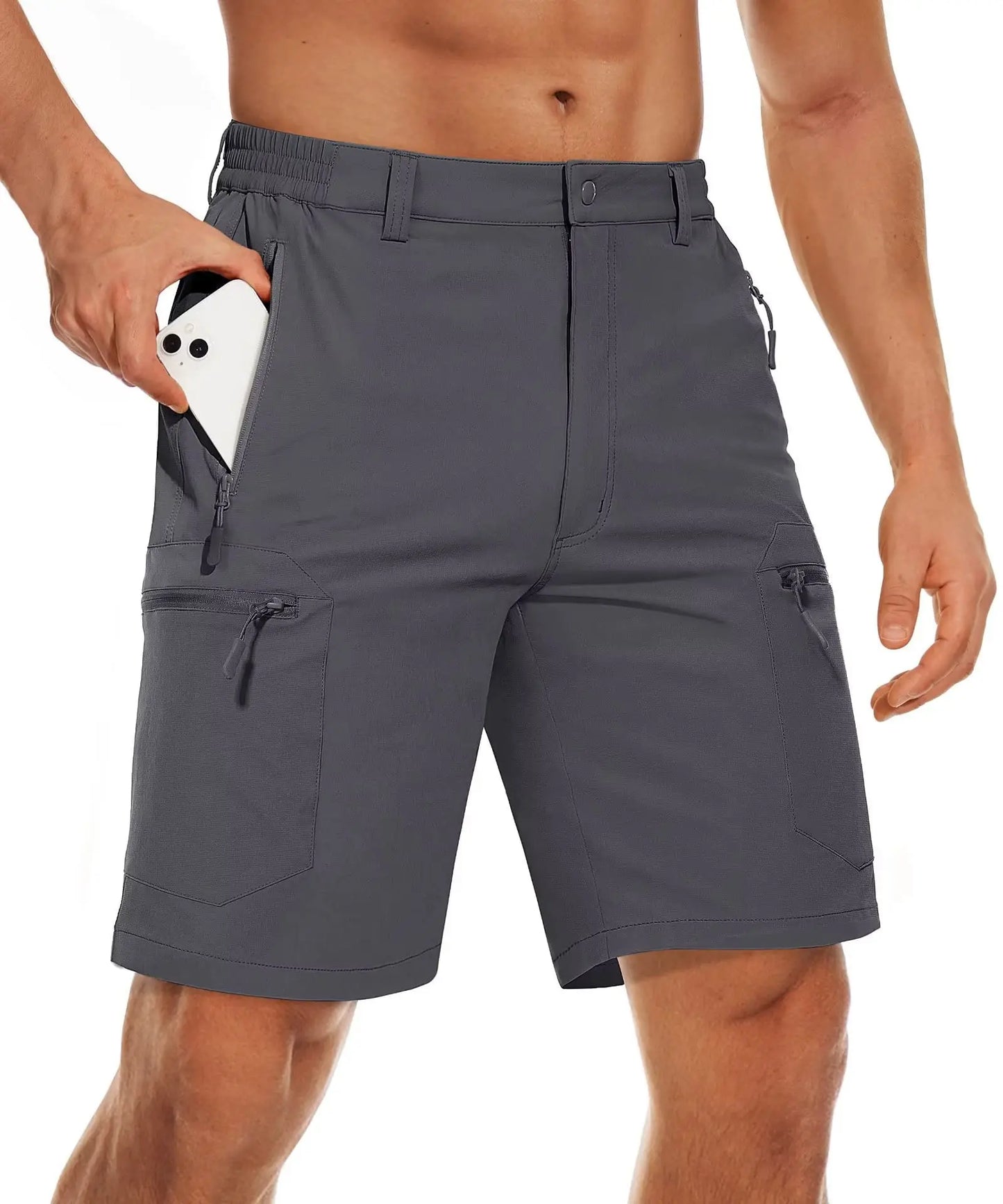 TACVASEN 5 Zipper Pockets Summer Quick Dry Cargo Shorts Mens Fishing Shorts Stretch Outdoor Hiking Nylon Work Shorts Lightweight