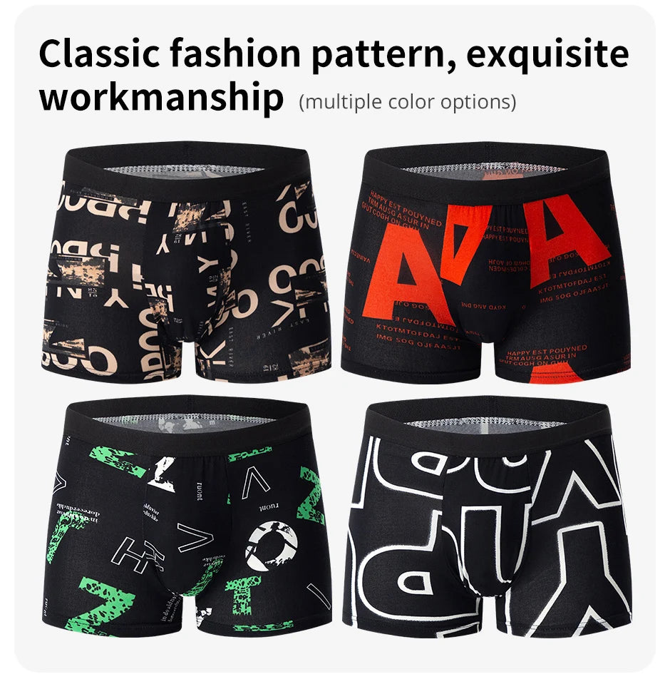Men's Fashion Printed Boxers Breathable Underwear 6XL