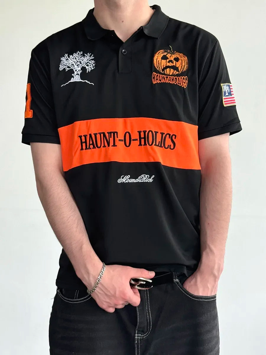 Haunted Mound Pumpkin Head Embroidered T-Shirt