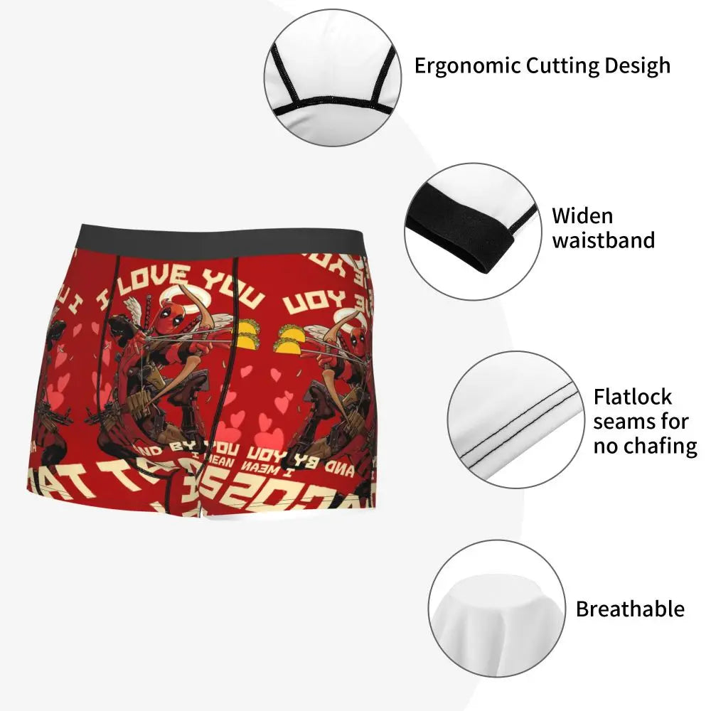 Deadpool Boxer Shorts for Men - Lycra Polyester Blend