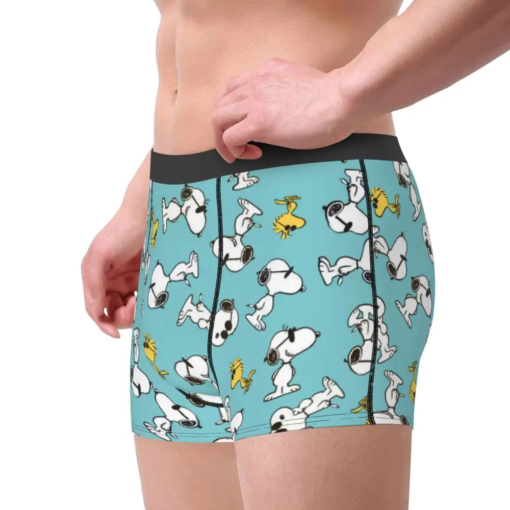 Snoopy Boxer Briefs for Men - Giggle Print Polyester Blend