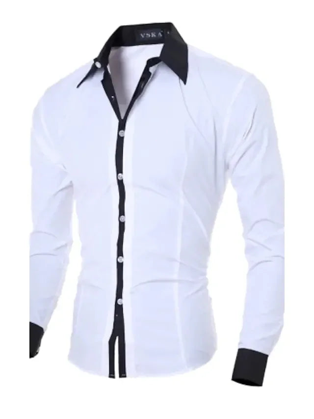 Men's Patchwork Dress Shirt for Business and Casual Wear