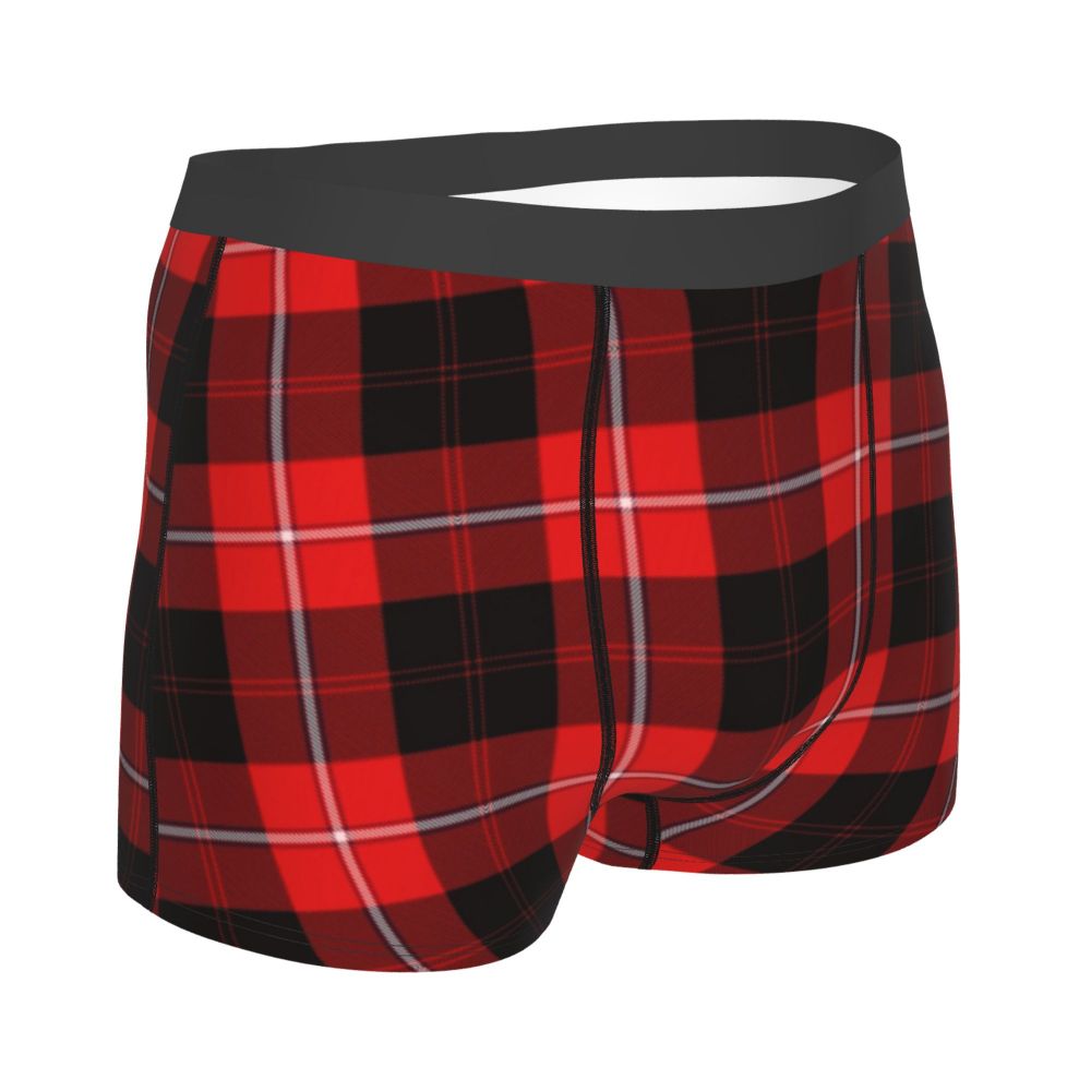 Black Watch Tartan Boxer Shorts for Men in Lycra and Polyester