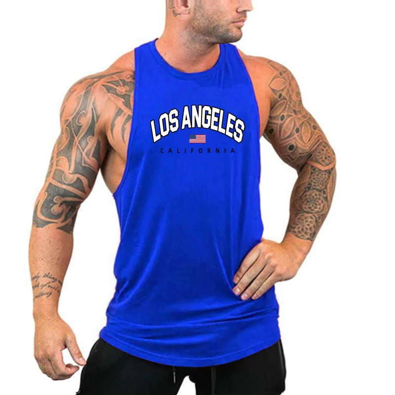 Mens Bodybuilding Tank Tops Casual Sleeveless Fitness Muscle Shirt Gym Sport Vests Summer Cotton Breathable Cool Loose Clothing