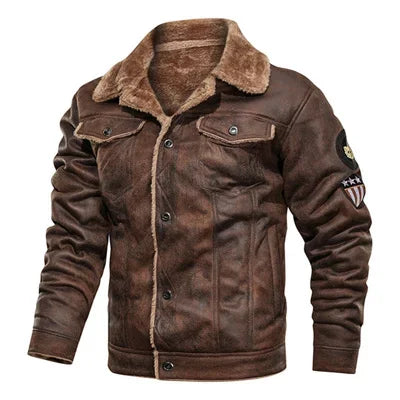 Men Bomber Jacket Motorcycle Casual Thick Fleece Army Tactical Coat 4XL