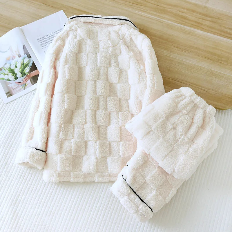 Coral Velvet Couple Pajamas Set