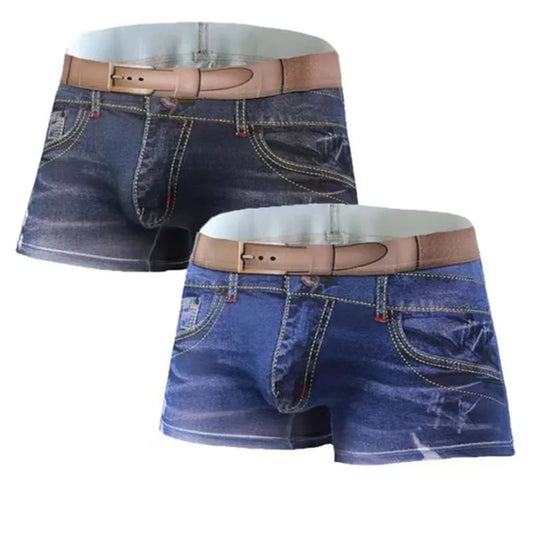 1PCS Men's underwear  denim print  cotton U-shaped design