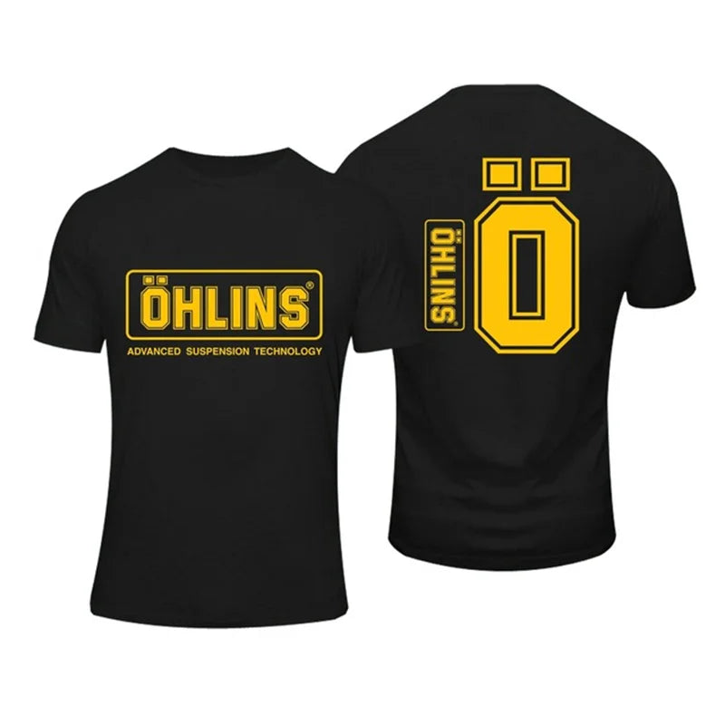 Amazing Tees Men Ohlins Shock Suspension Car Motorcycle Sport Racing T Shirt Summer Casual Oversized men's Short sleeve T-shirts