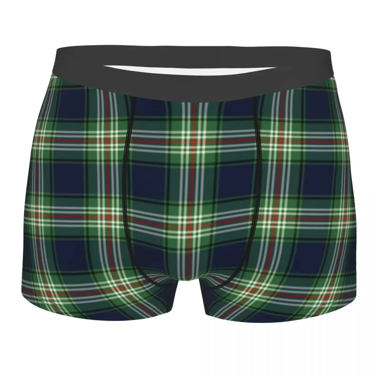 Black Watch Tartan Boxer Shorts for Men in Lycra and Polyester