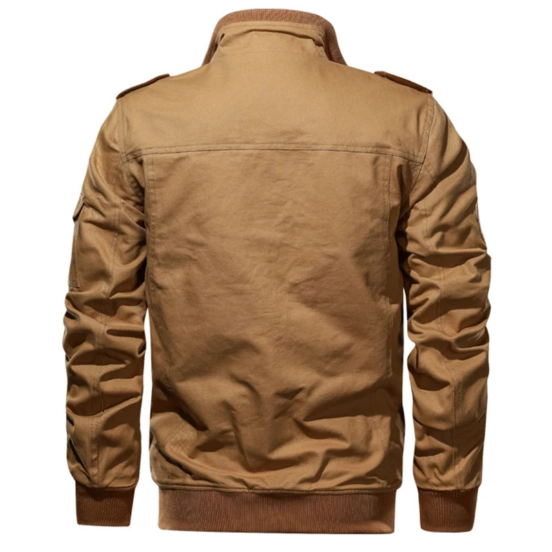 Bomber Jacket Spring Autumn Men Fashion Casual Multi Pocket Jacket 6XL