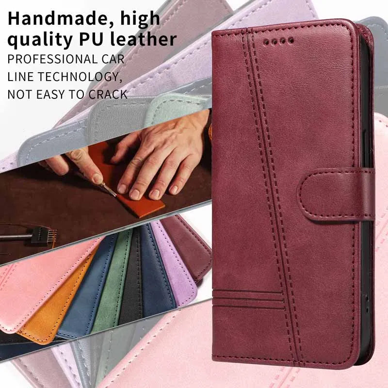 Tsimak Leather Case For Motorola Moto G13 Flip Wallet Phone Cover