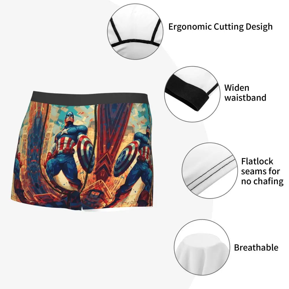 Captain America Comics Design Boxer Shorts for Men by MINISO