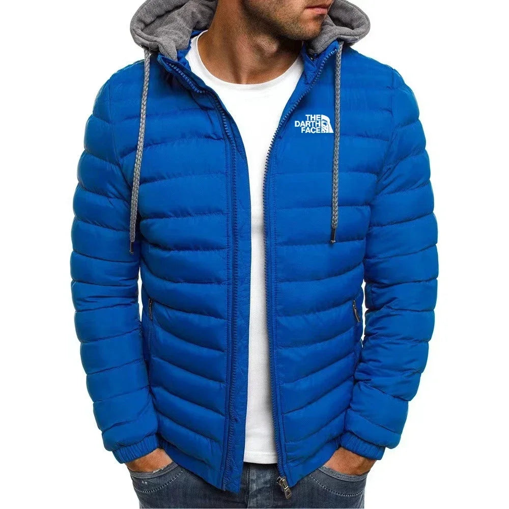2026 casual outdoor winter men's warm zipper street business travel slim fit fashionable hooded jacket