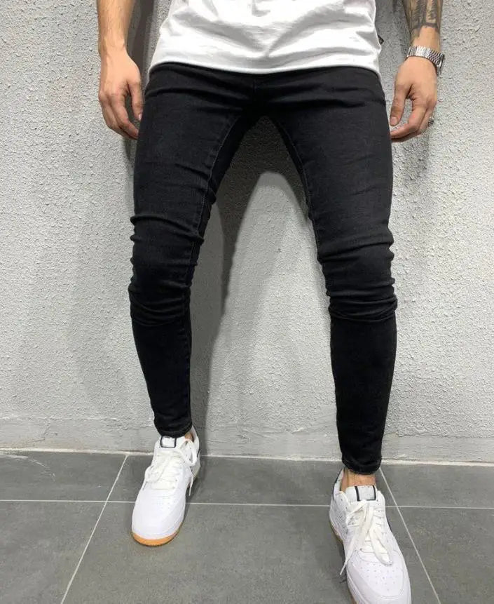 Mens Black Casual Slim Fit Jeans Pants