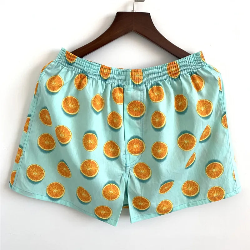 Home Pajama Shorts Mens Sleepwear Loose Elastic Sleep Bottoms Cotton Comfortable Breathable Boxers Casual Male Print Underpants