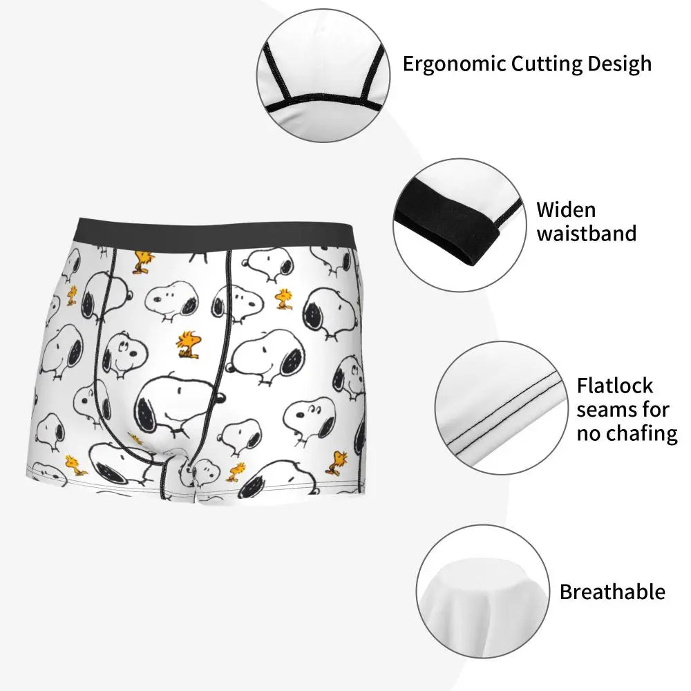 Snoopy Boxer Briefs for Men - Giggle Print Polyester Blend