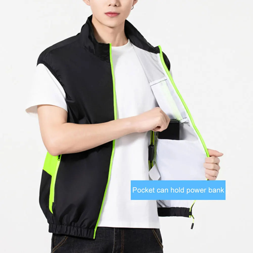 Cooling Fan Vest for Men Breathable Polyester Workwear