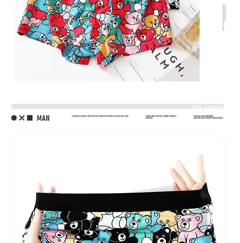 Men's Printed Ice Silk Boxer Shorts by SUGOIDAN