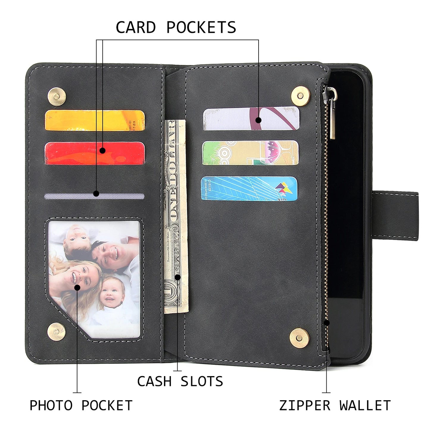 Premium Leather Wallet Case For iPhone 16 15 14 13 12 11 17 Pro Max Plus Magnetic Flip Cover