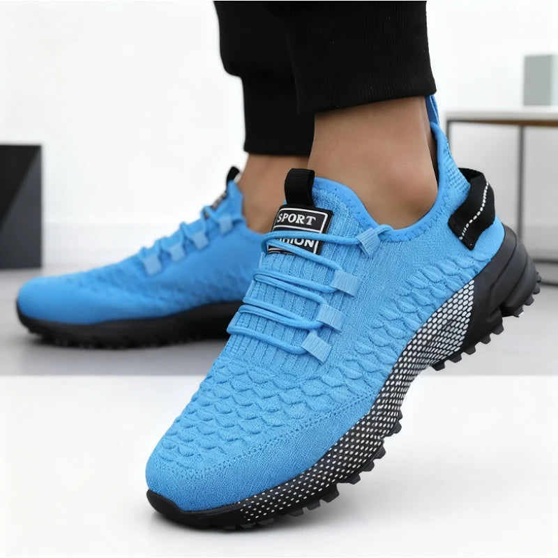 Men's Yellow Knit Sport Sneakers Lightweight Mesh Casual Shoes