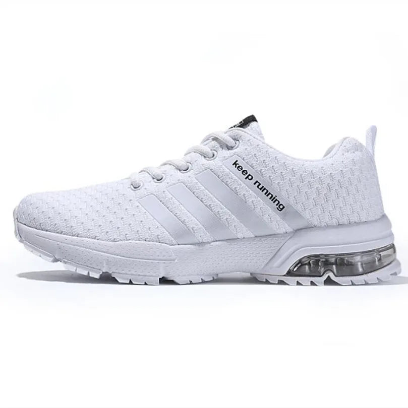 Men's Casual Lace-Up Sneakers in White and Blue