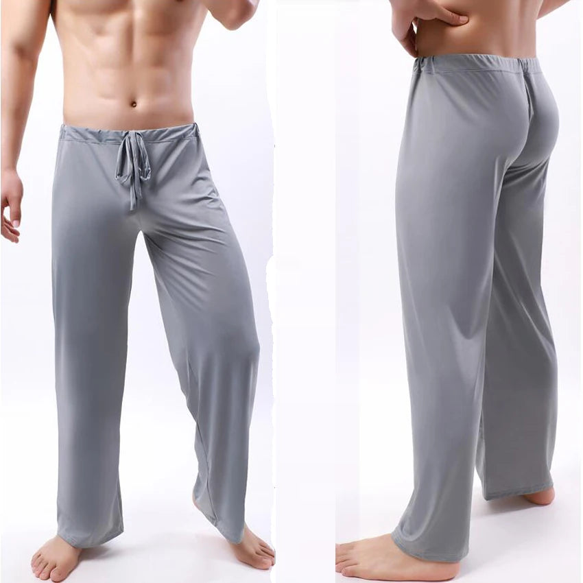 Men's Ice Silk Pyjamas Pants Soft Sleeping Bottoms Nightwear Sleepwear Trousers Casual Loose Hombre Breathable Underwear
