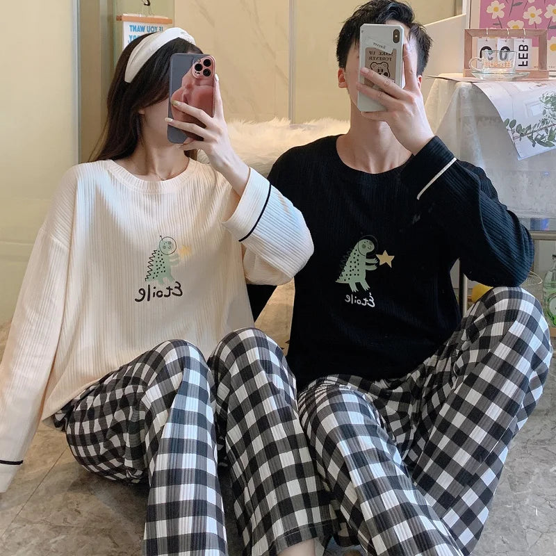 Cotton Korean Men Pajama Set Sleepwear