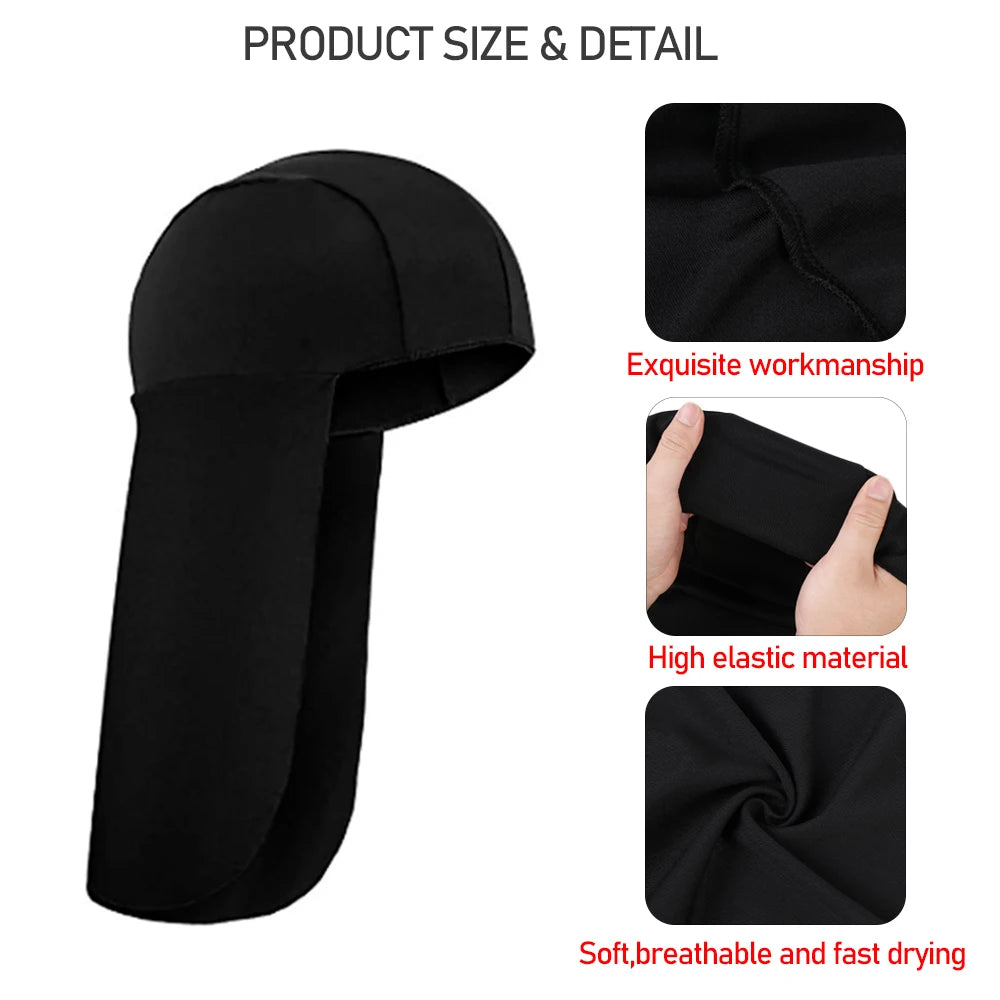 Black Polyester Cooling Cap With Neck Shield For UV Protection