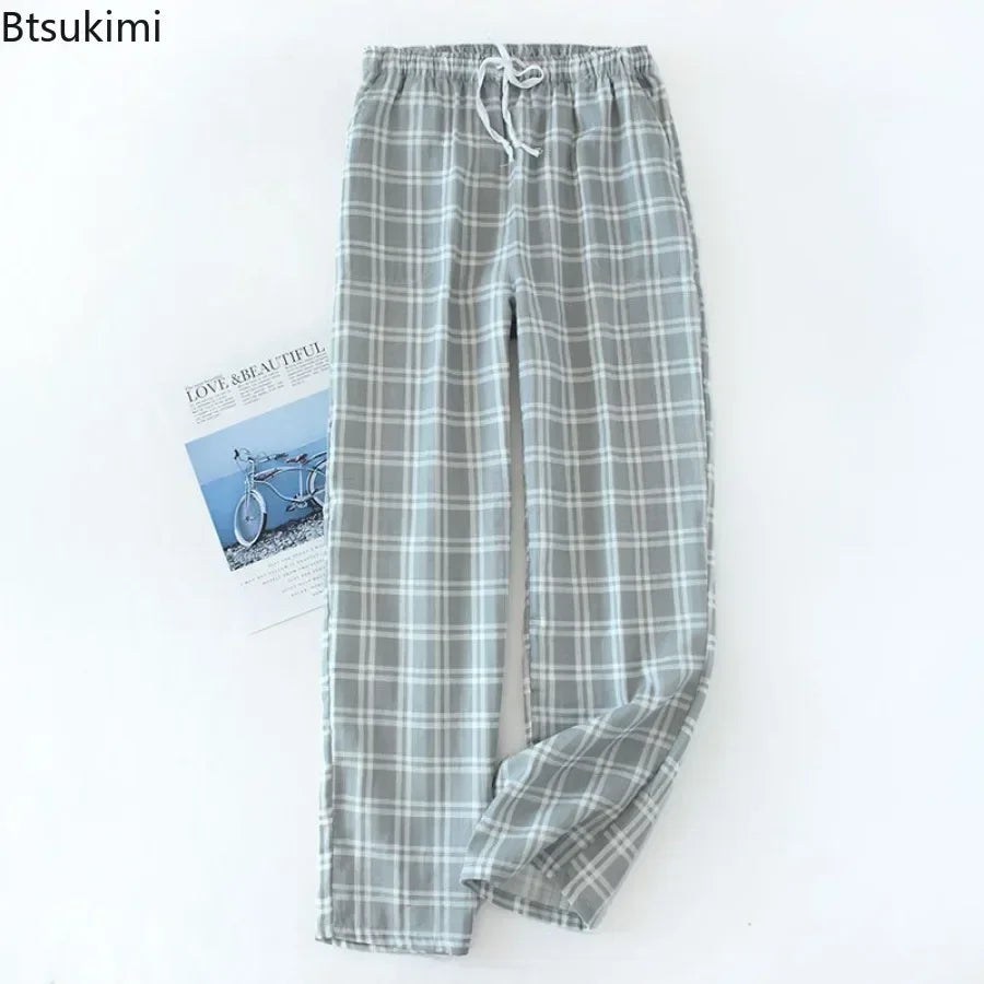 2026 Men's Cotton Gauze Sleep Comfortable Trousers Mens Soft Pajamas Pants Sleep Bottoms Sleepwear Bottoms for Men Pijama Hombre