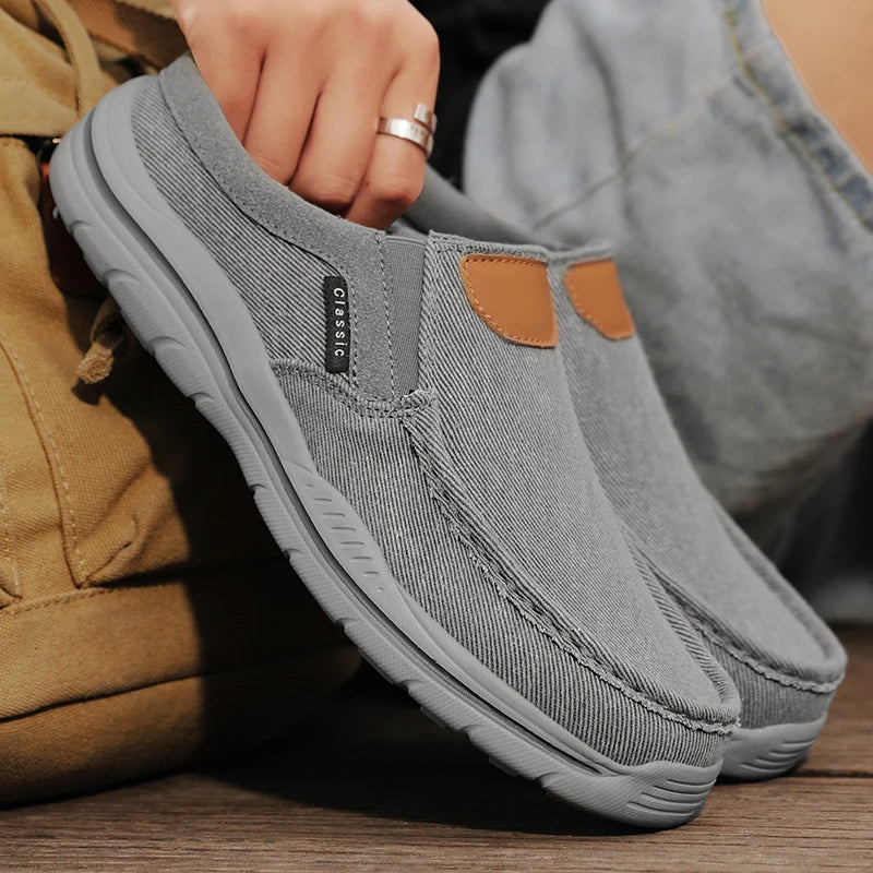 Breathable Canvas Slip-On Loafers for Men