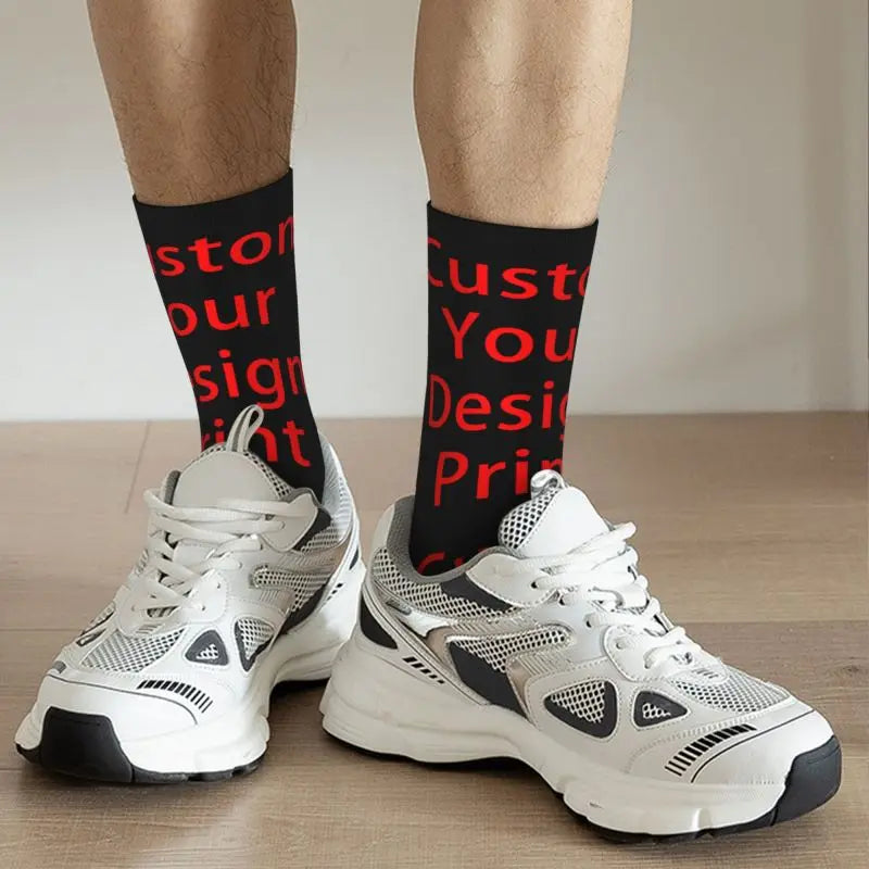 Custom Your Design Socks Women Men Warm 3D Printing Customized Logo Printed Football Sports Socks