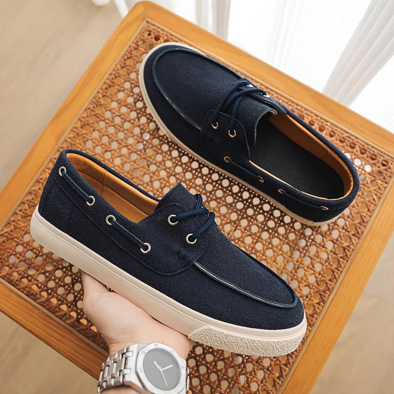 Men's Casual Slip-On Shoes in Handmade Suede Leather