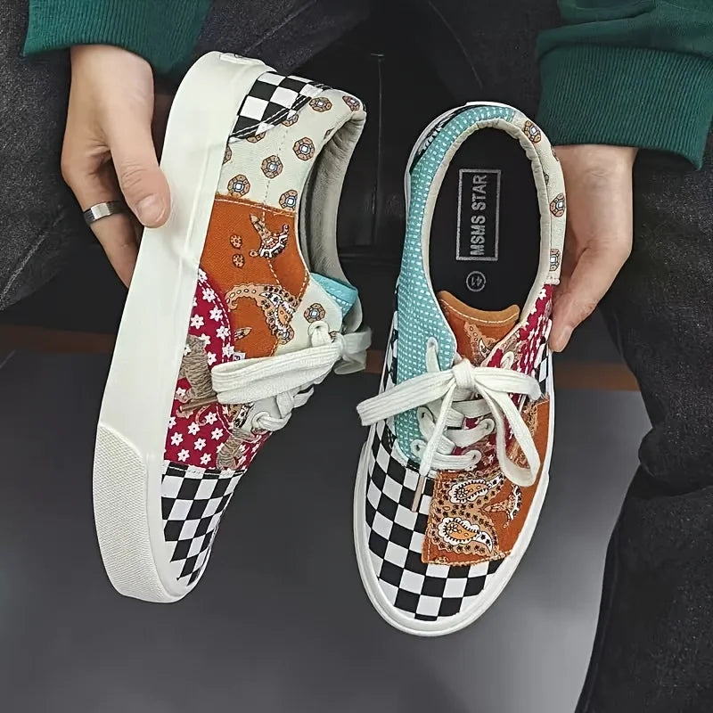 Men's Casual Lace-Up Shoes in Canvas for Spring and Autumn