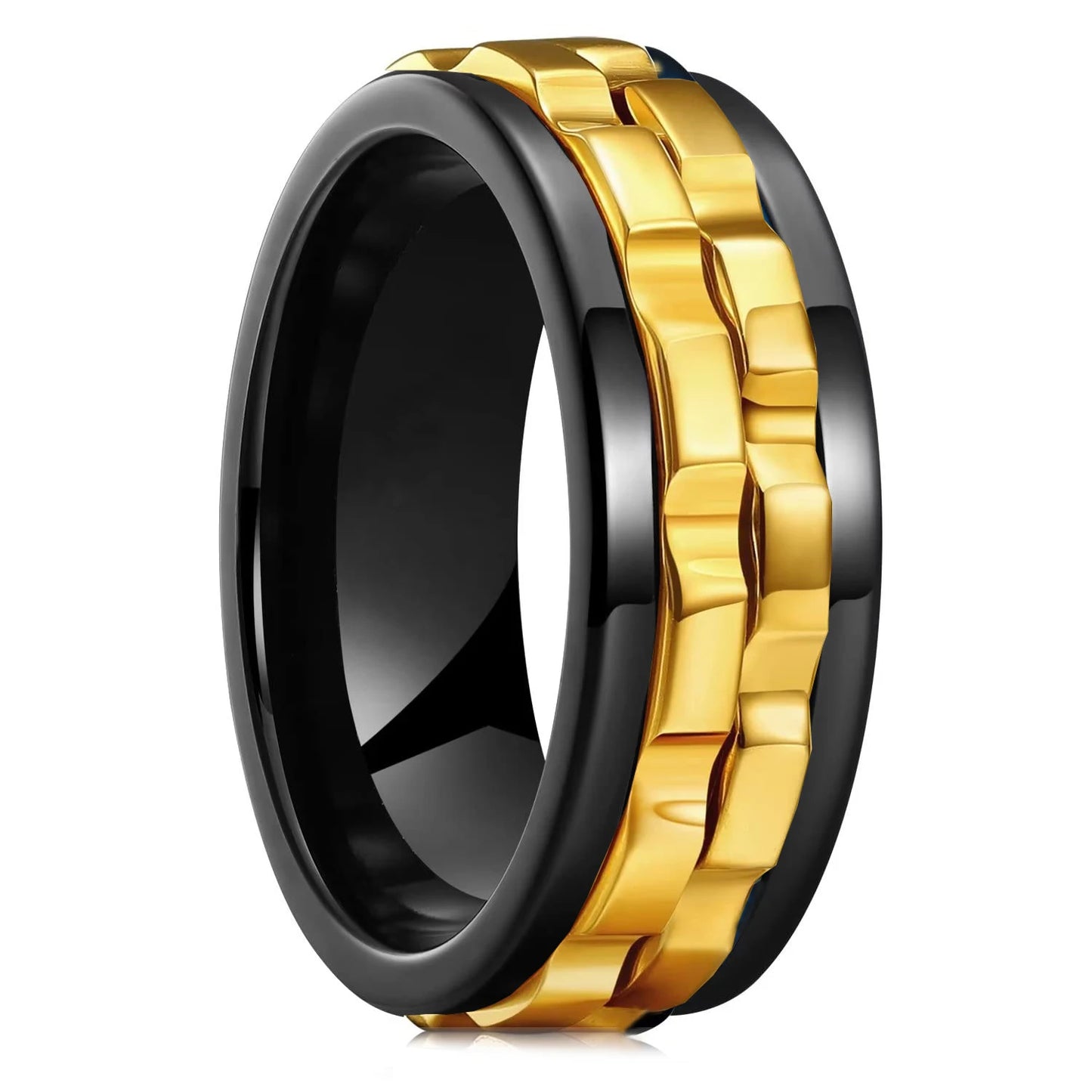 Carofeez Rotating Anxiety Ring Titanium Steel Chain Spinner Rings For Men