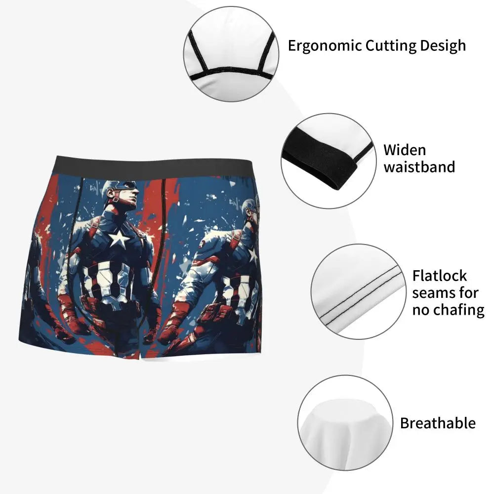 Captain America Comics Design Boxer Shorts for Men by MINISO