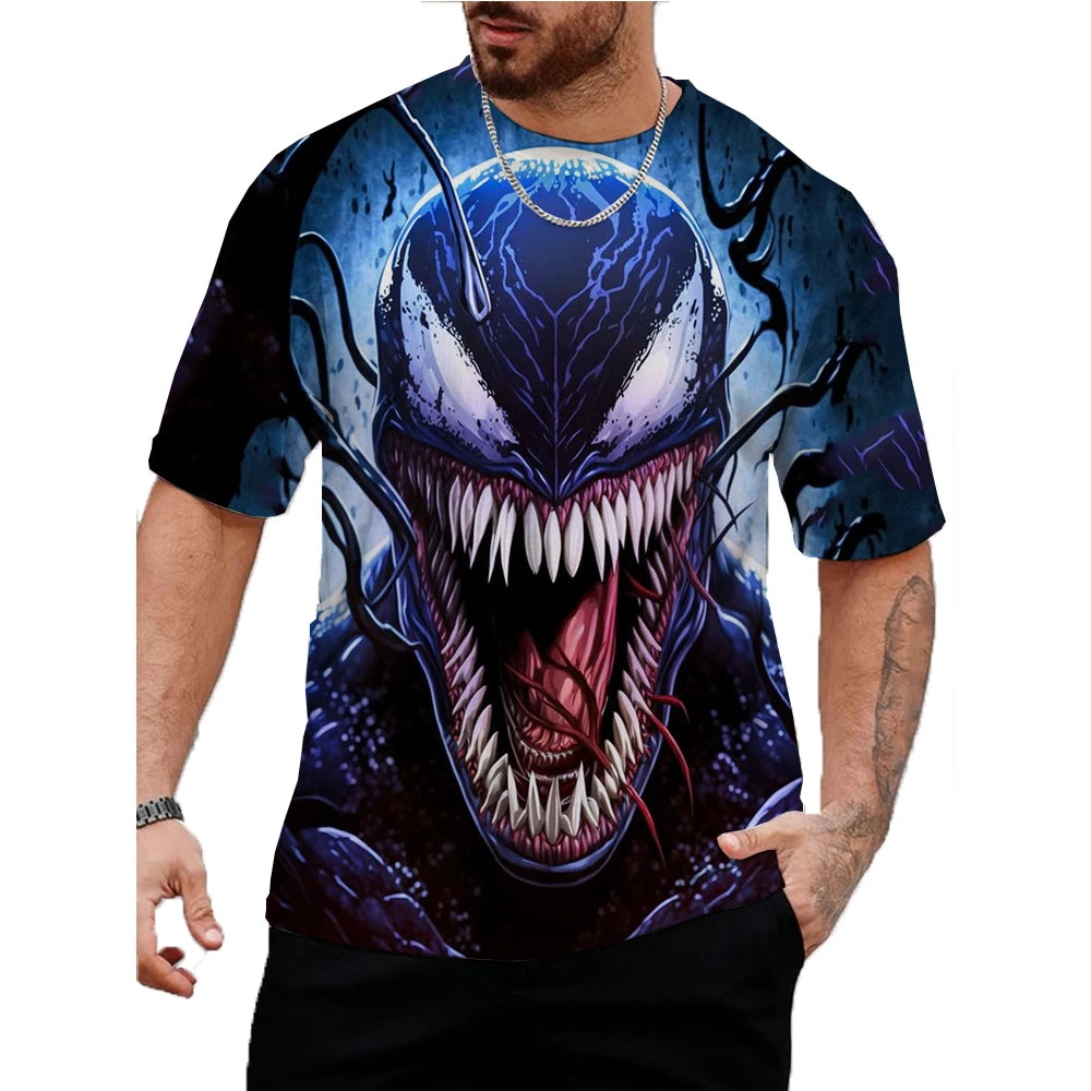 Marvel Venom Print T-Shirt Men's Shirt Summer Short Sleeved Male Pullover