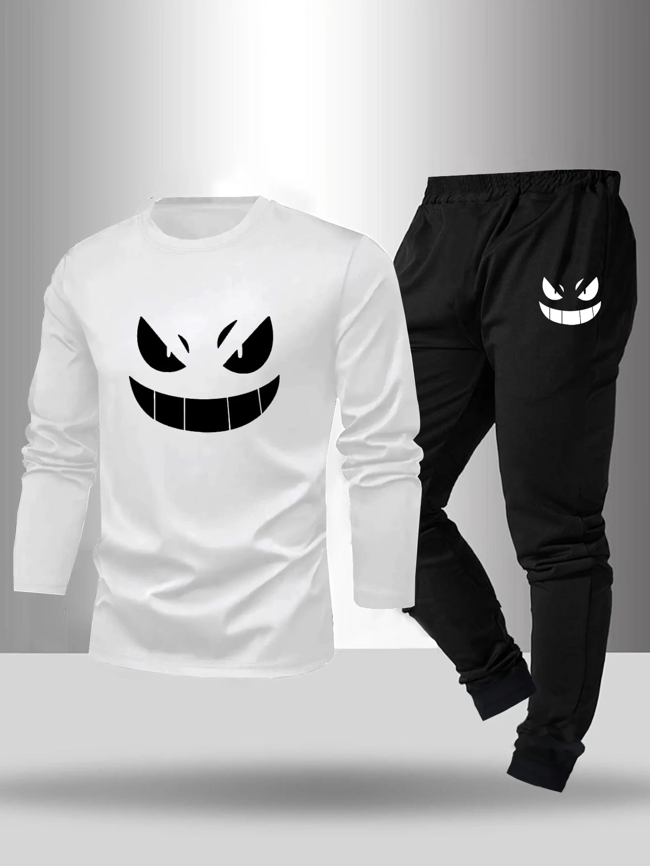 Men's Polyester Pajama Set for All Seasons