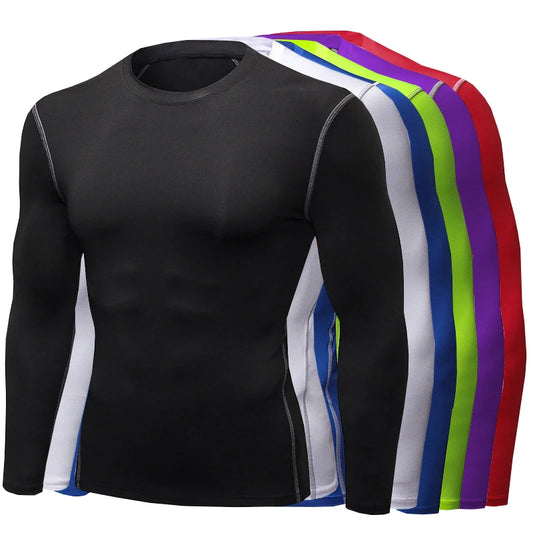 1pcs Men's Long-sleeved Thermal Male Thin Tight Fitting Elastic Fitness Tops