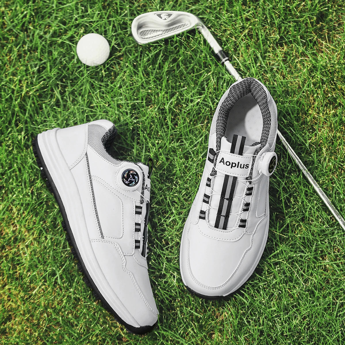 Men's Waterproof Golf Shoes with Lace-Up Closure