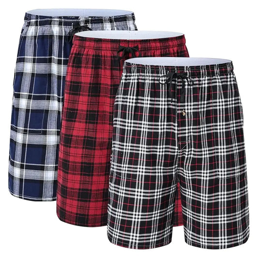 100% Cotton Men's Pajama Sleep Bottoms 3Pcs Comfortable Shorts