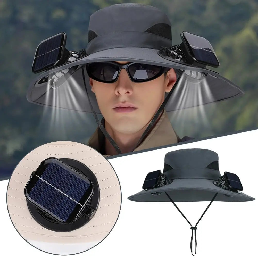 Solar Fan Hat for Men Women with Dual Solar Fans