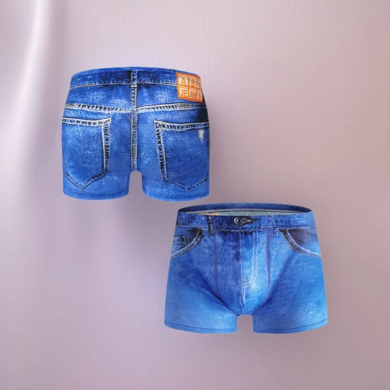 Men's 3D Print Denim Boxer Shorts