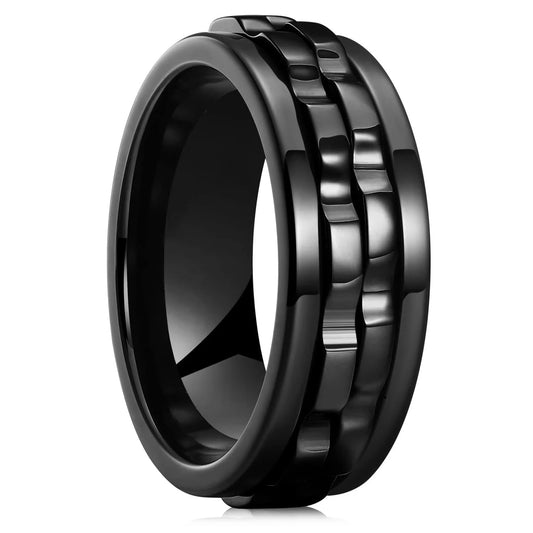 Rotating Anxiety Ring Titanium Steel Chain Spinner Rings For Men